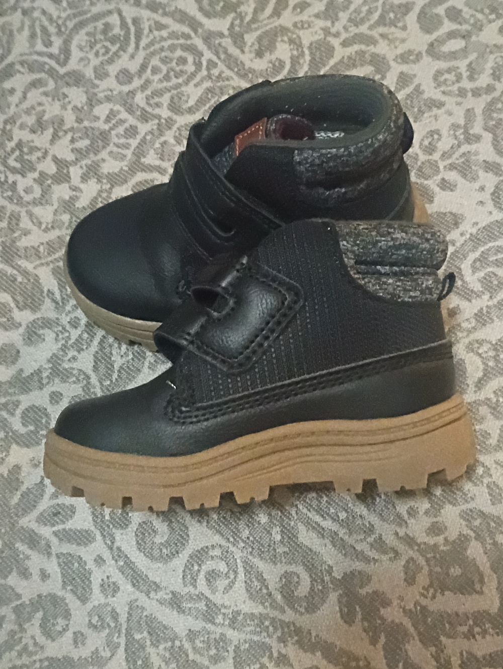 Carter's Black and Tan Toddler Hook-and-Loop Ankle Boots. 6